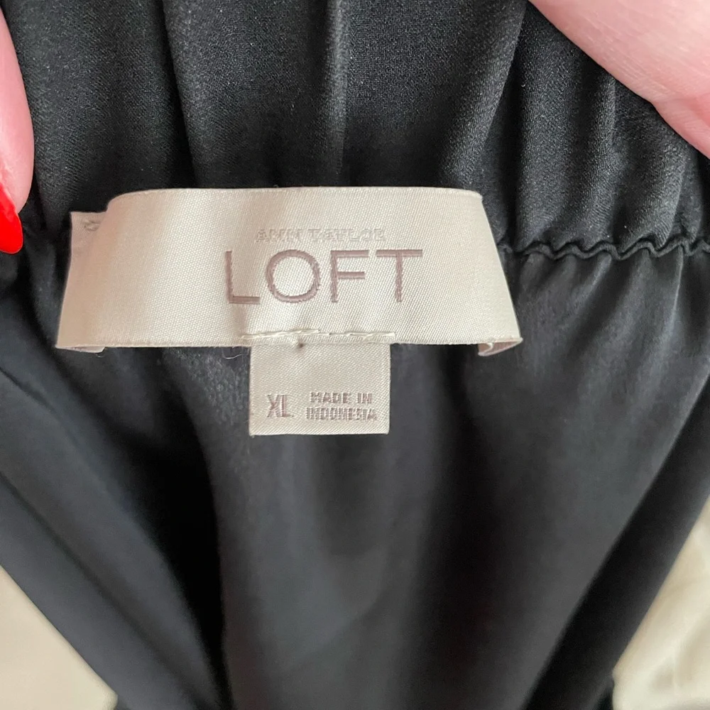 LOFT Black Off the Shoulder Blouse with 3/4 Tie Sleeves - Picture 3 of 3